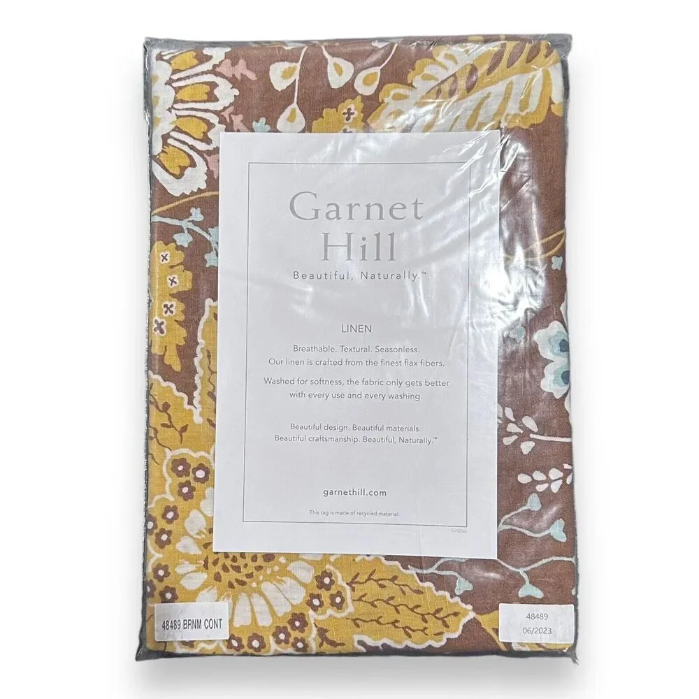 Garnet Hill Pillow Sham Victoria Relaxed Linen Bronze Multi Continental 26
